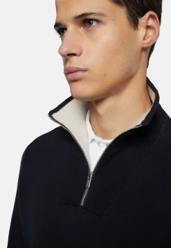 Maglia Mezza Zip Beige In Cotone