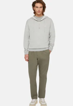 Maglia Mezza Zip Grigia In Cotone Seta Cashmere
