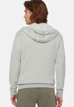 Maglia Mezza Zip Grigia In Cotone Seta Cashmere