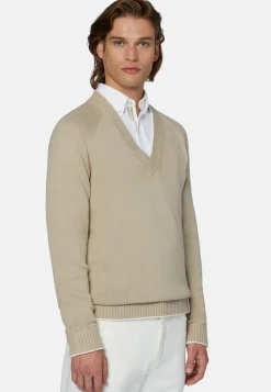 Maglia Scollo V Bianco In Cotone Organico
