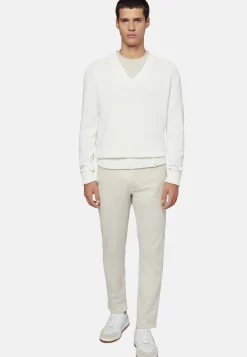 Maglia Scollo V Bianco In Cotone Organico