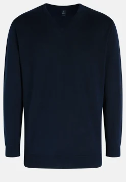 Maglia Scollo V Navy In Cotone Pima