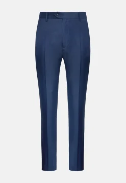 Pantalone Blu Grisaglia In Lana