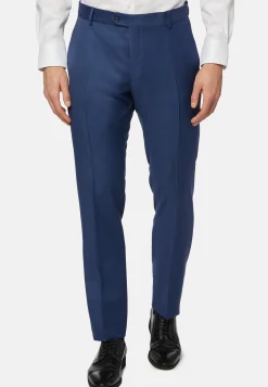 Pantalone Blu Grisaglia In Lana