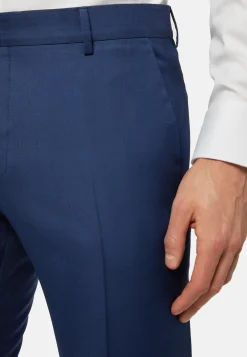 Pantalone Blu Grisaglia In Lana