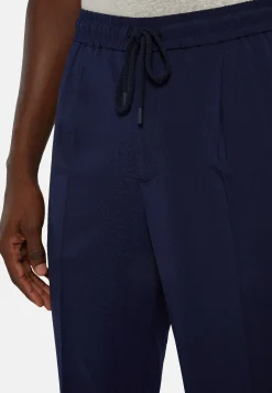 Pantaloni City In Seersucker Di Lana Elasticizzato