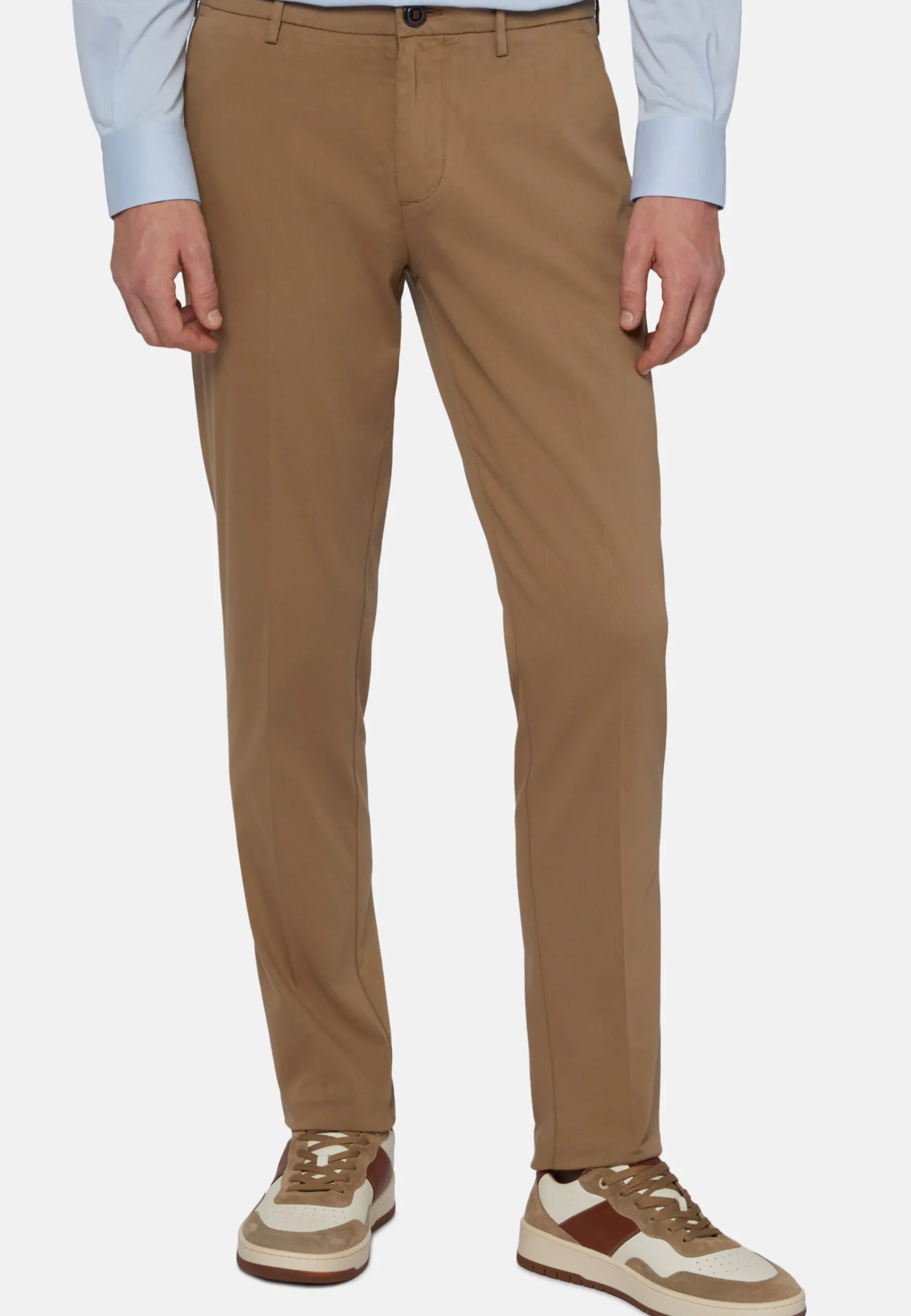 Pantaloni In Cotone Tencel Elasticizzato