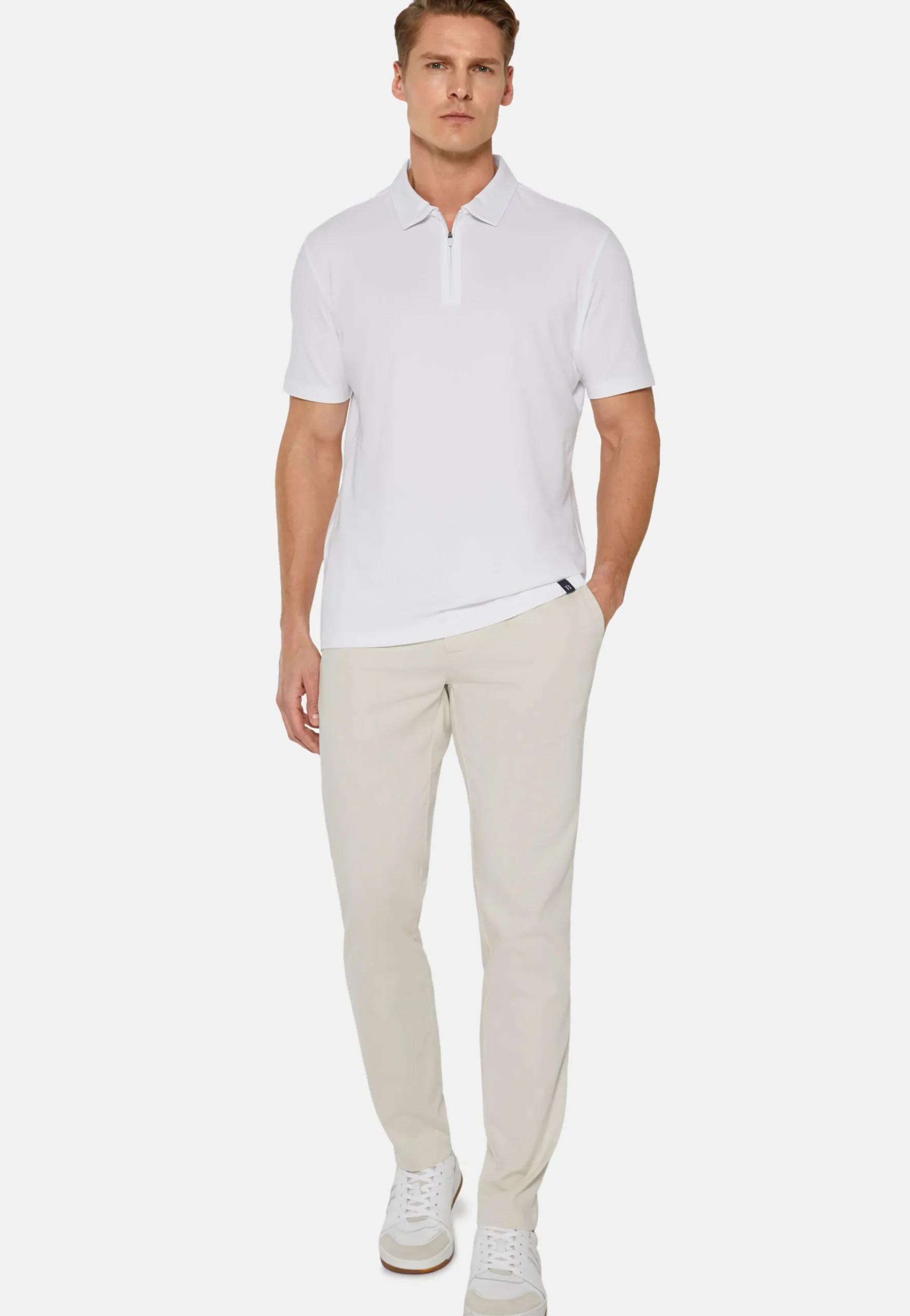 Pantaloni In Cotone Tencel Elasticizzato