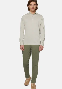 Pantaloni In Cotone Tencel Elasticizzato