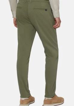 Pantaloni In Cotone Tencel Elasticizzato