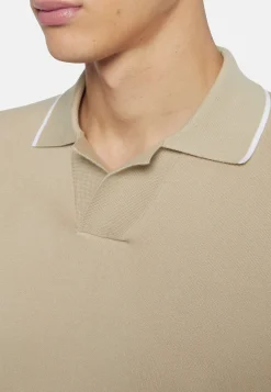 Polo Di Maglia A Collo Aperto Nero In Cotone