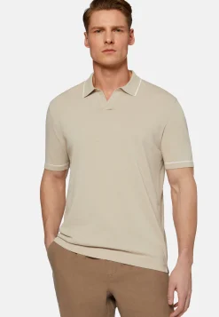 Polo Di Maglia Marrone In Cotone Crêpe