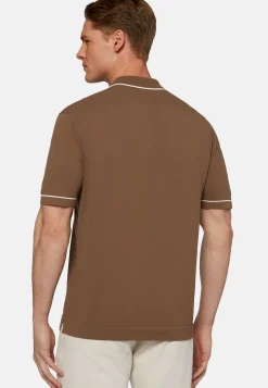 Polo Di Maglia Marrone In Cotone Crêpe