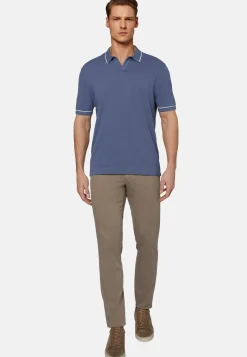 Polo Di Maglia Marrone In Cotone Crêpe