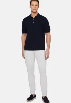 Polo Di Maglia Nero In Cotone Crêpe