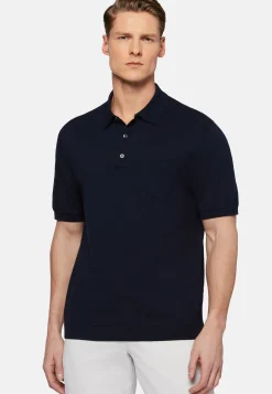 Polo Di Maglia Nero In Cotone Crêpe
