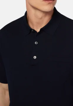 Polo Di Maglia Nero In Cotone Crêpe