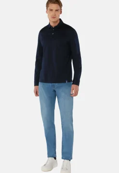 Polo In Jersey Di Cotone Pima Regular Fit Manica Lunga