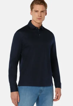 Polo In Jersey Di Cotone Pima Regular Fit Manica Lunga