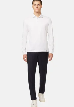 Polo In Jersey Di Cotone Pima Regular Fit Manica Lunga