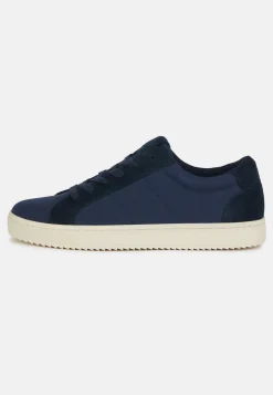 Sneakers In Canvas E Suede Navy Blu