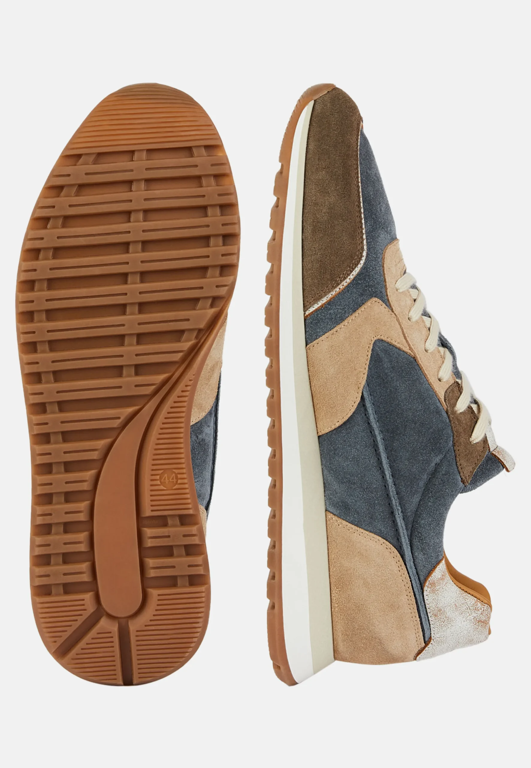 Sneakers In Pelle Scamosciata Azzurre E Beige