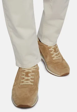 Sneakers In Pelle Scamosciata Azzurre E Beige