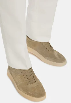 Sneakers In Pelle Scamosciata Taupe