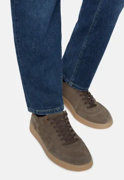 Sneakers In Pelle Scamosciata Taupe