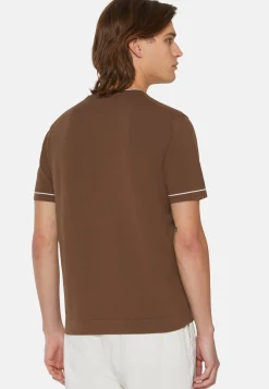 T-shirt Di Maglia Navy In Cotone Crêpe