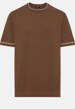 T-shirt Di Maglia Navy In Cotone Crêpe