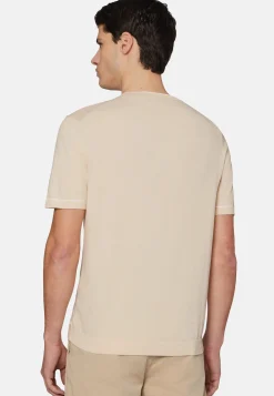 T-shirt Di Maglia Navy In Cotone Crêpe