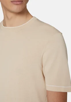 T-shirt Di Maglia Navy In Cotone Crêpe