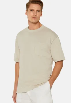 T-Shirt Di Maglia Sabbia In Cotone Pima