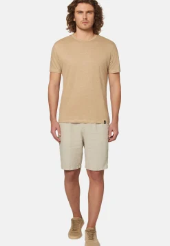 T-Shirt In Jersey Di Lino Stretch Elasticizzato
