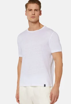 T-Shirt In Jersey Di Lino Stretch Elasticizzato