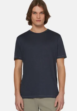 T-Shirt In Jersey Di Lino Stretch Elasticizzato